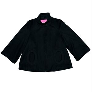 Betsey Johnson Black Wool Swing Coat